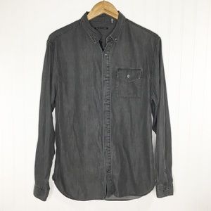 Elie Tahari Dark Gray Denim Button Down Size M